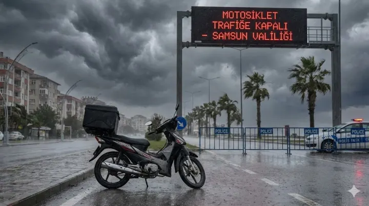 Samsun Valiliği'nden Fırtına Uyarısı: Motosiklet ve Kuryelere Yasak Geldi